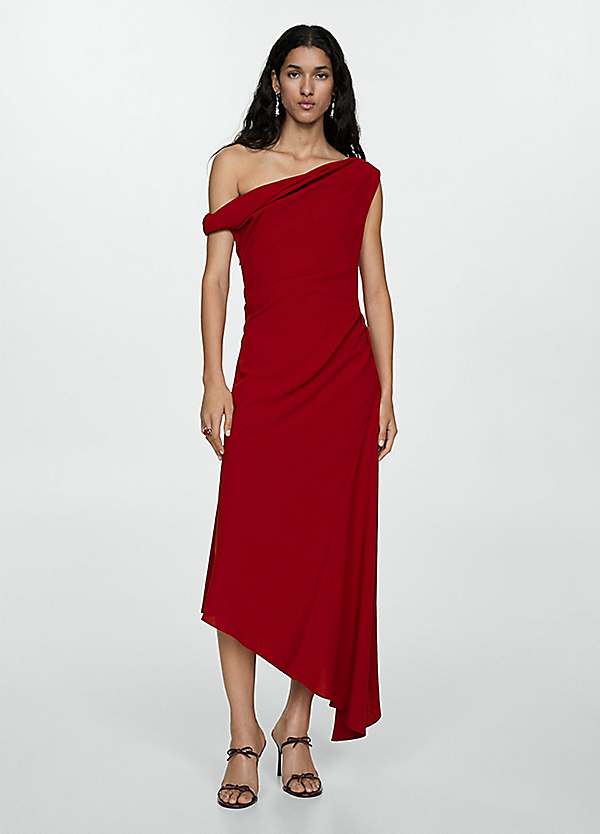 mango red asymmetrical dress Mango Laila7 Red Asymmetric Dress
