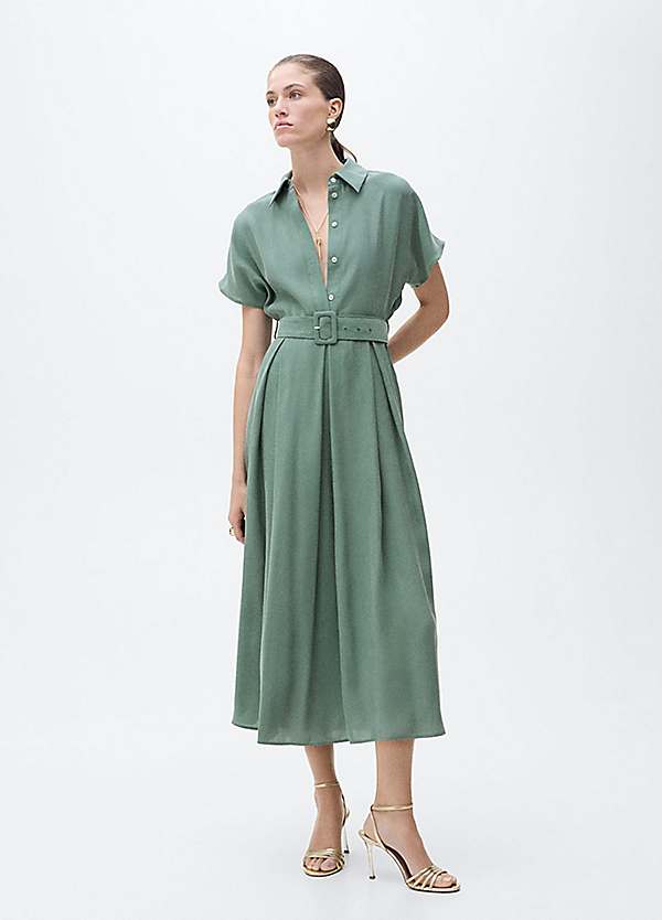 mango midi shirt dress Belt shirt dress