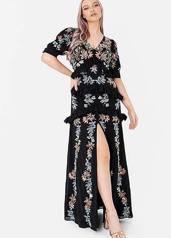 Maya Deluxe Premium Embellished Ruffle Maxi Dress | Grattan