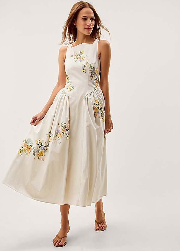 Monsoon Cindy Floral Print Fit & Flare Midi Dress | Grattan