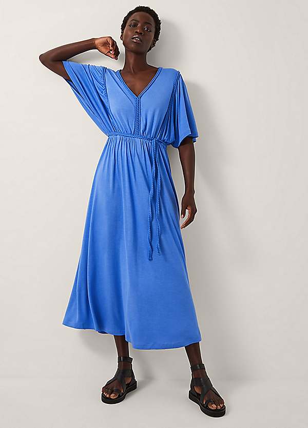 monsoon jersey dress Midi with Braided Trims Lost and Wander dress