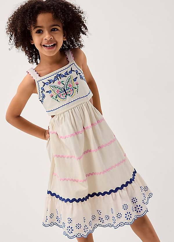 Monsoon Kids Embroidered Butterfly Cut Out Dress | Grattan