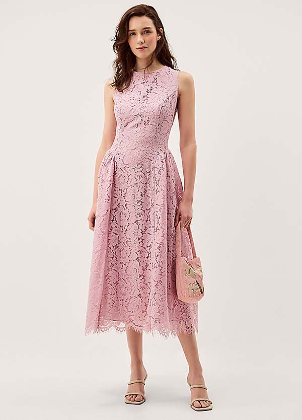 Monsoon Lydia Sleeveless Lace Midi Dress | Grattan
