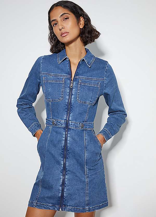 white christmas dresses Stonewashed Denim Shirt Dress