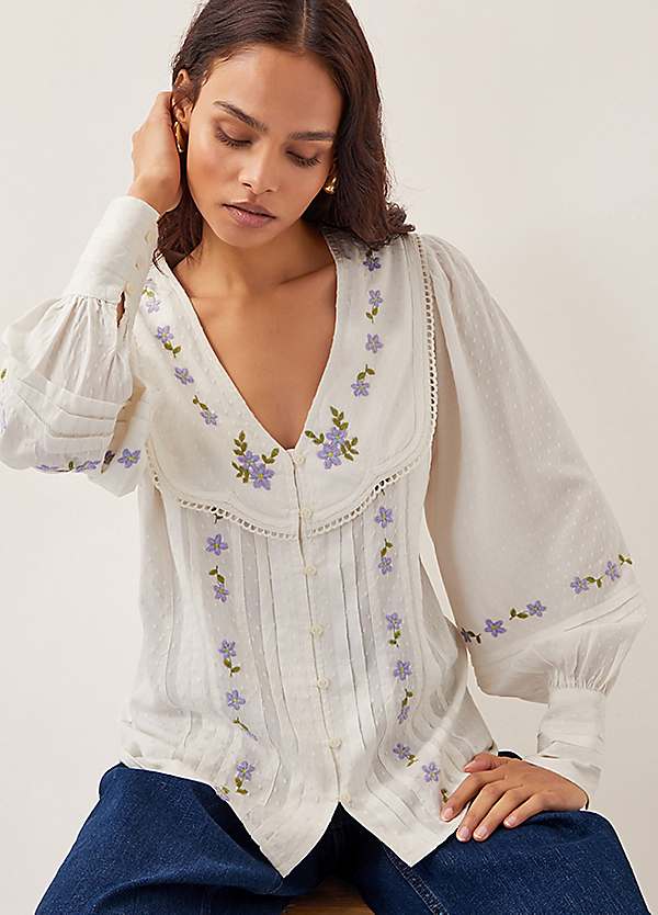 Monsoon Matilda Floral Embroidered Blouse | Grattan