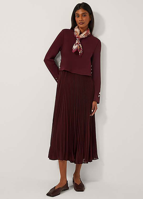 Monsoon Penny Long Sleeve Pleated Midi Dress | Grattan