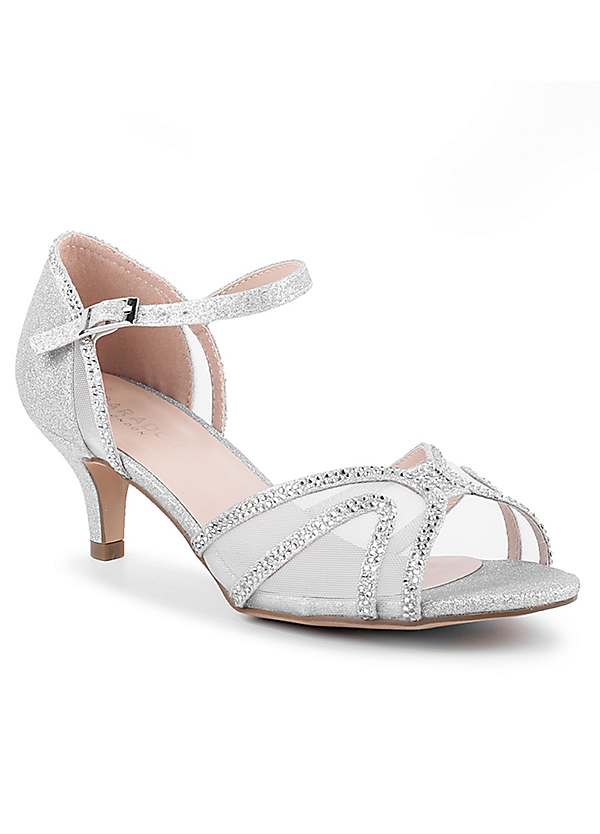 Silver kitten heel 2025 sandals wide fit