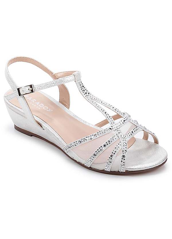 Wide fit low 2024 heel silver sandals