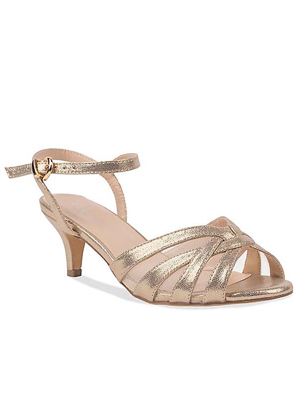 Gold mid clearance heel shoes