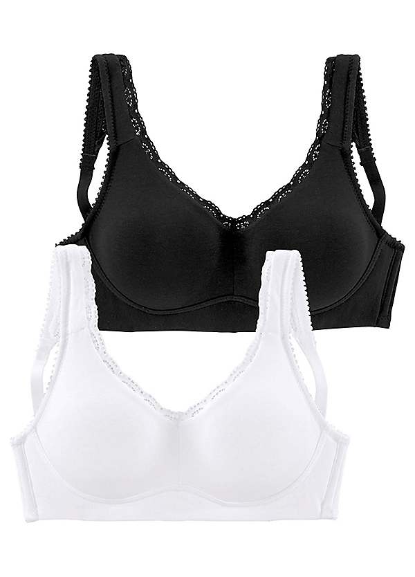 Pack of 2 Non Wired Seamless Bralettes by bonprix