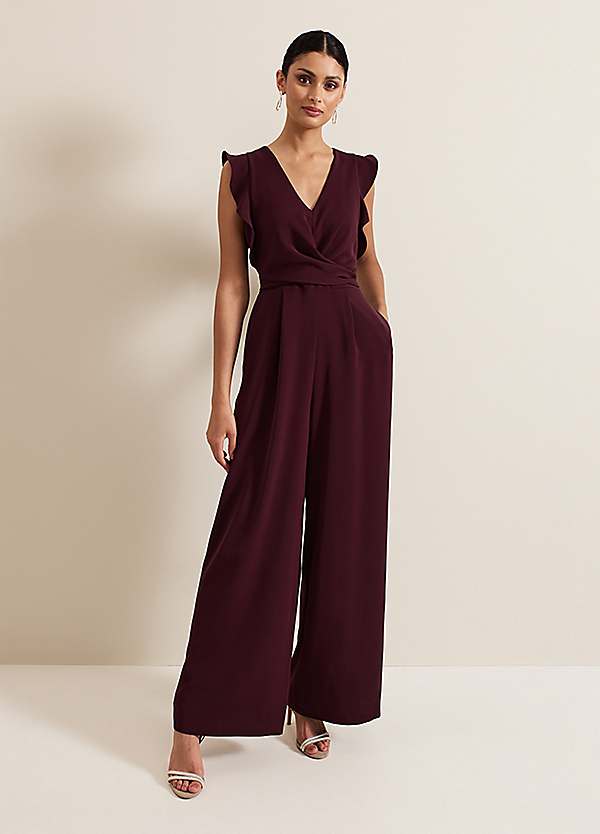 formal maroon colour jumpsuit