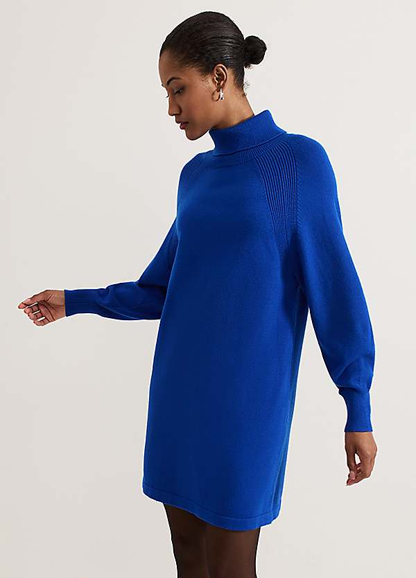 pleat knit dress Red Pleat Turtleneck Sweater Dress main image 0