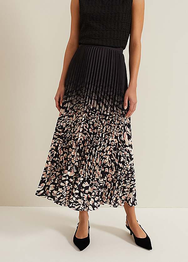 Phase Eight Elmina Abstract Print Pleated Skirt | Grattan