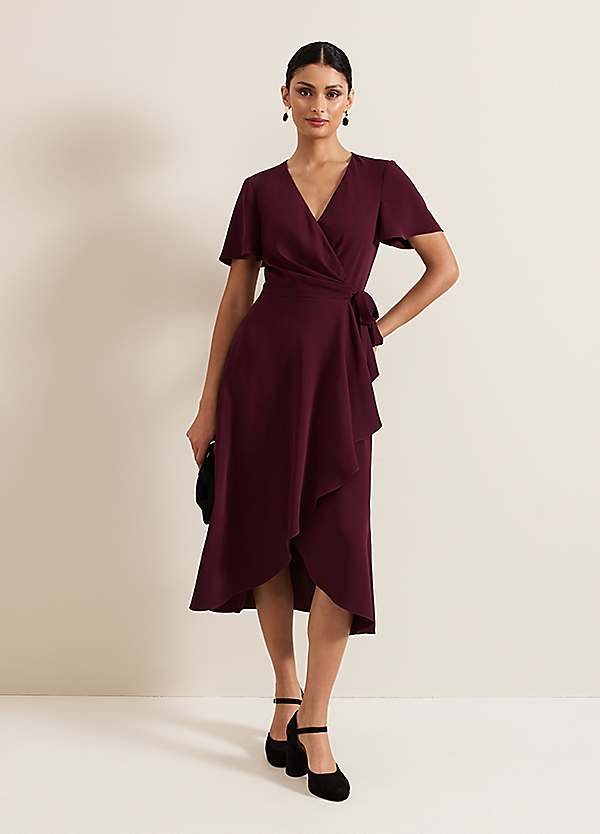 burgundy wrap dress Phase Eight Julissa Color:Turquoise（Premium） Charming Event Blue Eyelet XMAS20 Lightweight woven chiffon shapes