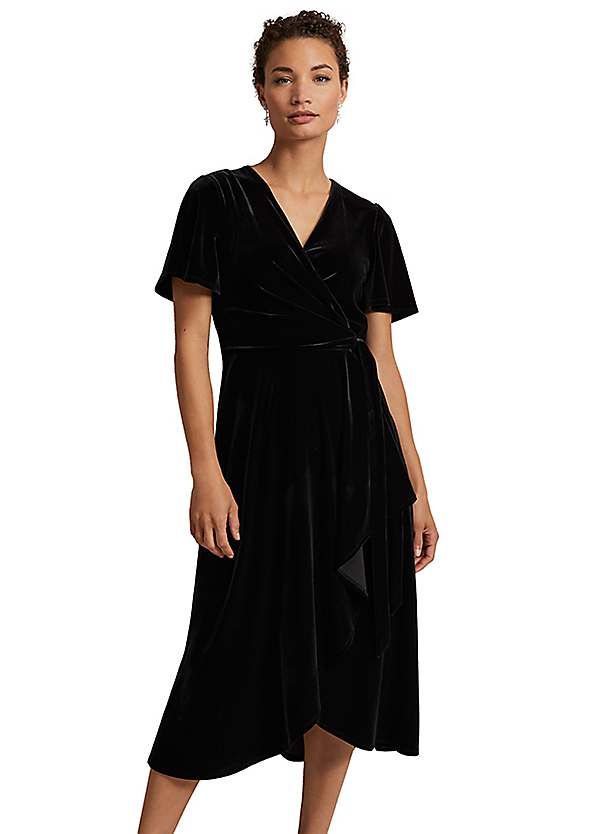 Black Jersey Wrap Midi Dress, WHISTLES
