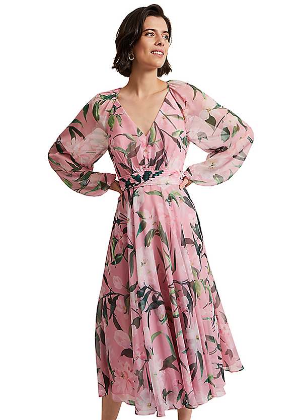 Phase Eight Lina Printed Long Sleeve Midi Dress | Grattan
