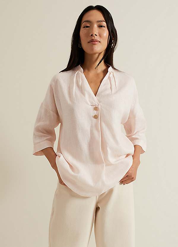 Phase Eight Posie Button Front Linen Shirt | Grattan