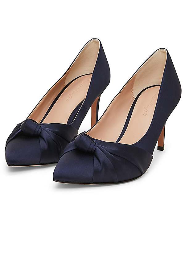 Blue satin 2024 court shoes