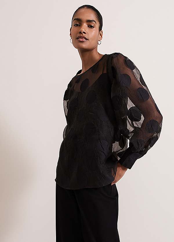 Phase Eight Siera Spot Jacquard Blouse | Grattan