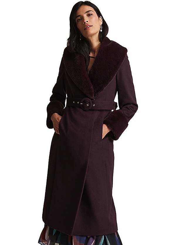 Phase Eight Zylah Faux Fur Collar Wool Smart Coat Grattan