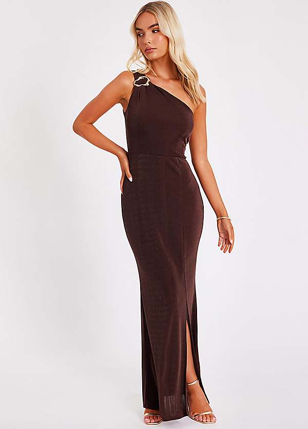 strapless open back dress Deanna One-Shoulder Ruffle Maxi Dress Floral Navy– Selfie Leslie main image 0