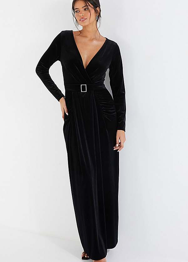 Black velvet maxi outlet dress