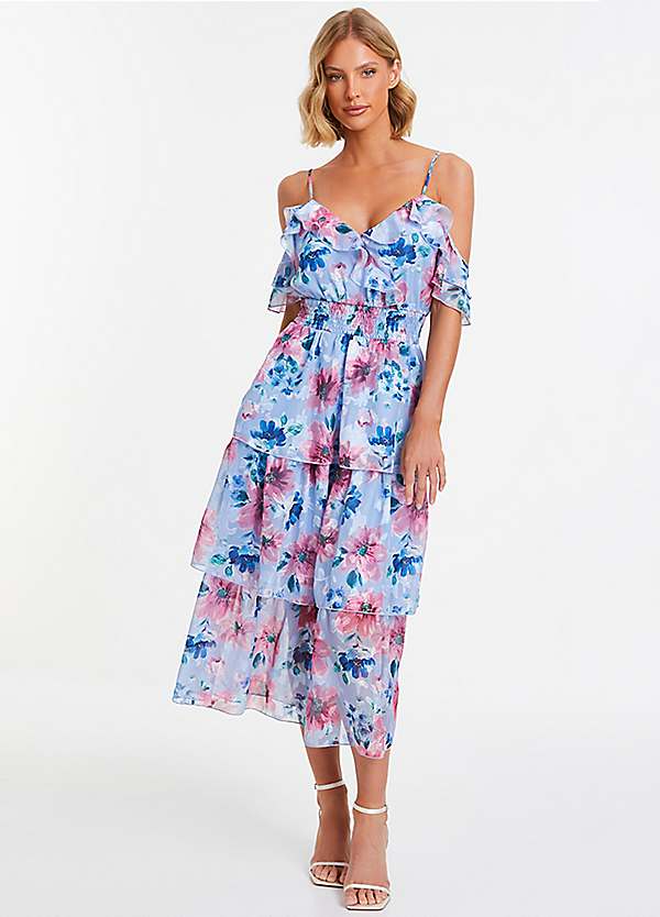 Quiz floral batwing dress best sale