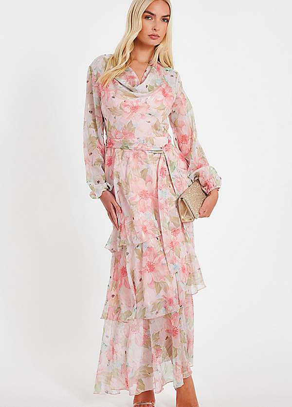 Quiz Chiffon Floral Tiered Midaxi Dress | Grattan