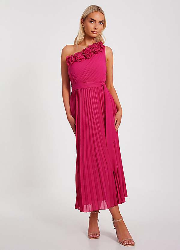 sachin and babi light blue dress NEW! Chiffon Style Pleated Floral Feather Trim Sleeve Maxi Dress Size M  Aprox 10