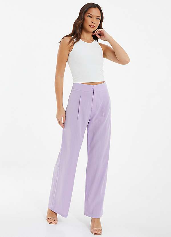 Quiz Lilac Linen Look Trousers Grattan