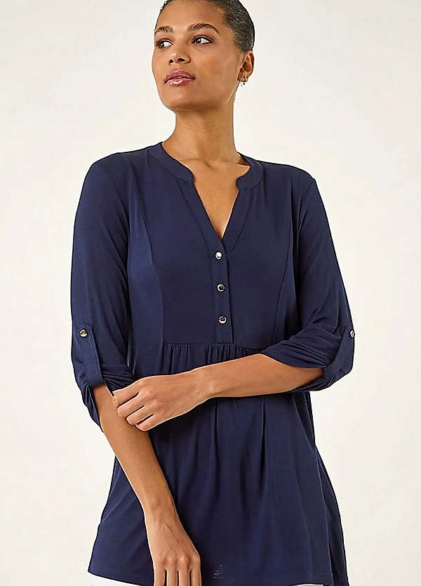 Roman Button Detail Tunic Top | Grattan