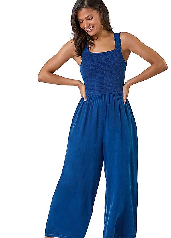 Roman Denim Shirred Bodice Pocket Jumpsuit | Grattan