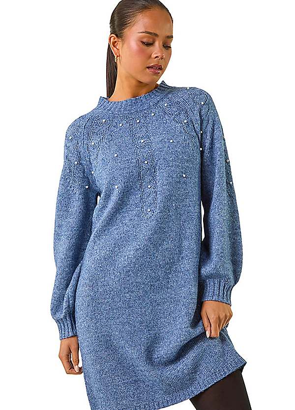 Roman Petite Embellished Faux Pearl Knit Dress | Grattan