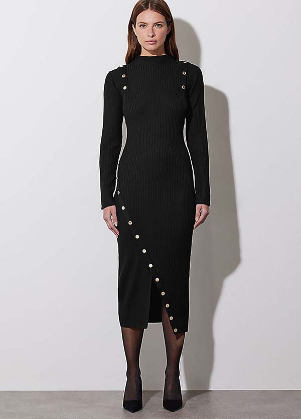 STAR by Julien Macdonald Button Detail Knitted Dress Grattan