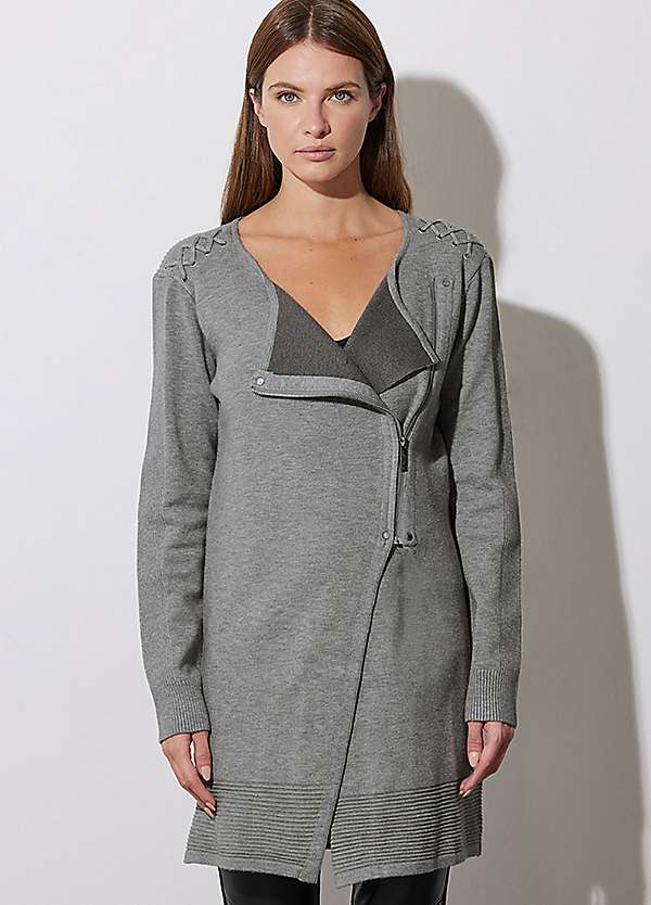 STAR by Julien Macdonald Eyelet Detail Zip Cardigan | Grattan