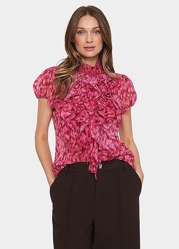 Saint Tropez Lilja Short Sleeve Ruffle Blouse | Grattan