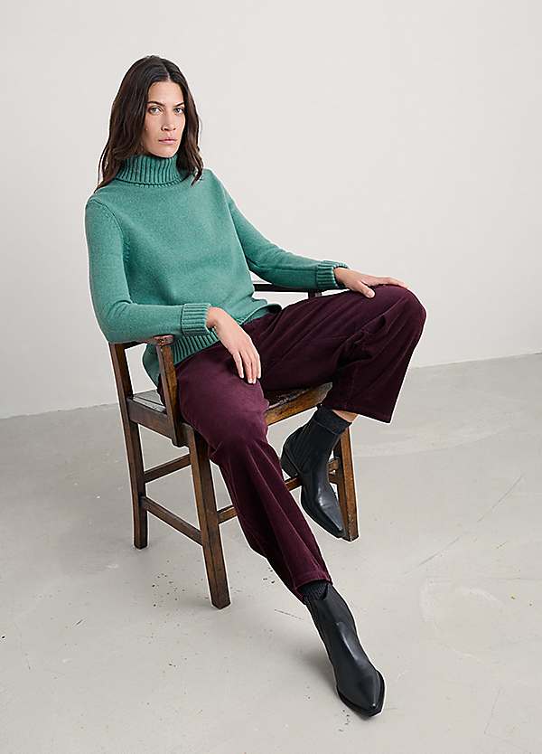 DESIGN lambswool roll neck jumper in khaki