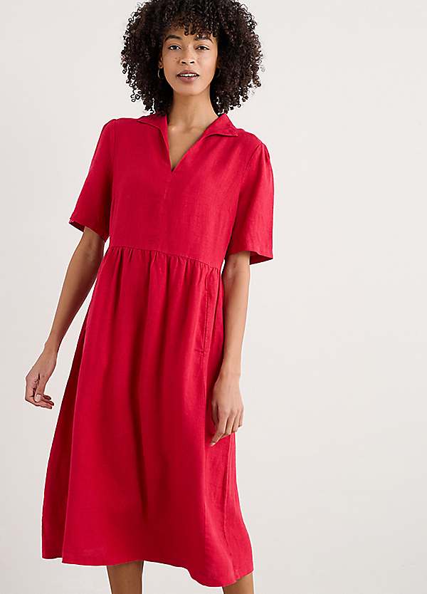seasalt linen dress Seasalt Cornwall Pink Grass Wave Linen Midi Dress