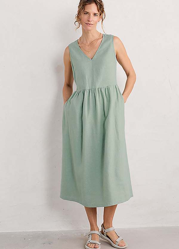 seasalt green dress Seasalt Cornwall Green Windblown Tiered V-Neck Dress