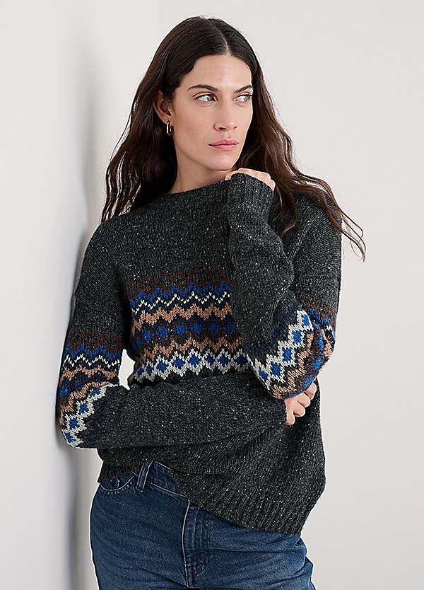 Seasalt Cornwall Grey Golden Light Fair Isle Jumper | Grattan