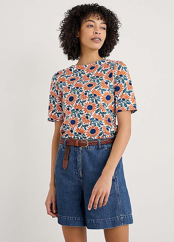 Seasalt Cornwall Orange Poisson Printed T-Shirt | Grattan