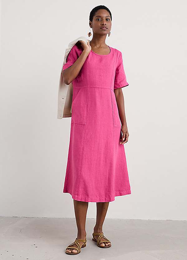 seasalt linen dress Seasalt Cornwall Pink Grass Wave Linen Midi Dress