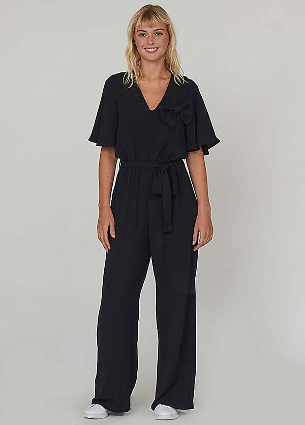 Sisters Point Jumpsuit with Wide Legs Short Sleeves Grattan