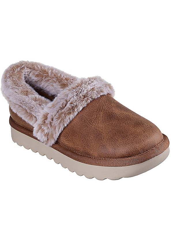 Skechers Chestnut Cosy Up A-Line Cosy Slippers Grattan