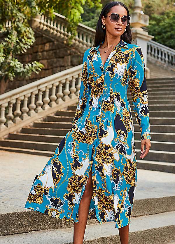 knee length dresses for ladies Paul Smith Women's Blue Midi Shirt Dress W2R 606D P31186 Col 47 – Izzi of  Baslow main image 1