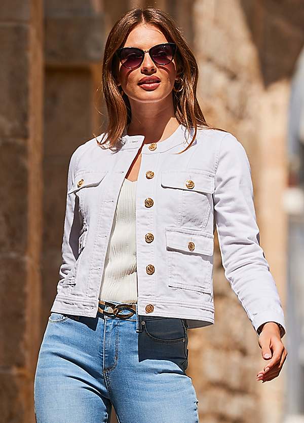 Longline Jacket Monsoon White Denim Jacket Monsoon Binky Crop