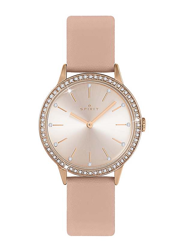 Spirit Ladies Rose Gold Plated Pink Leather Strap Watch Grattan - Main Image