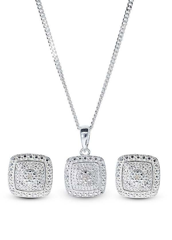 Silver sale diamond set