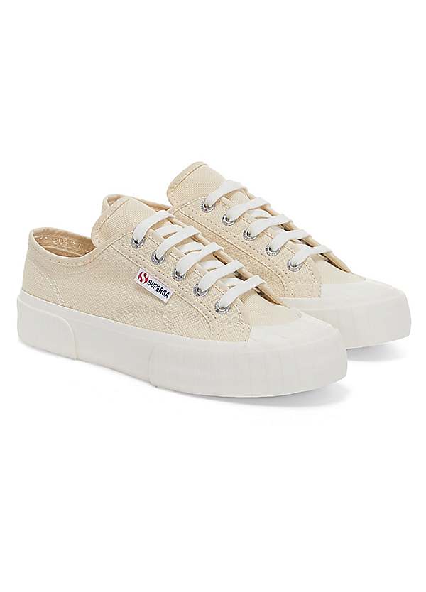 Superga Ladies 2630 Stripe Beige Pumps Grattan