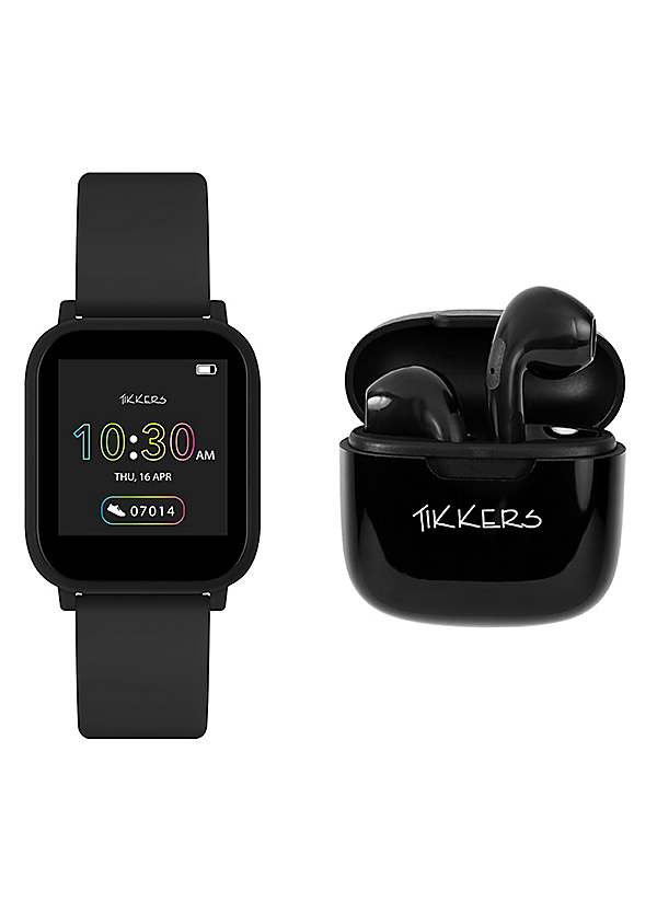 Tikkers Teen Series 10 Black smart Watch Earbuds Set TKS10 0002